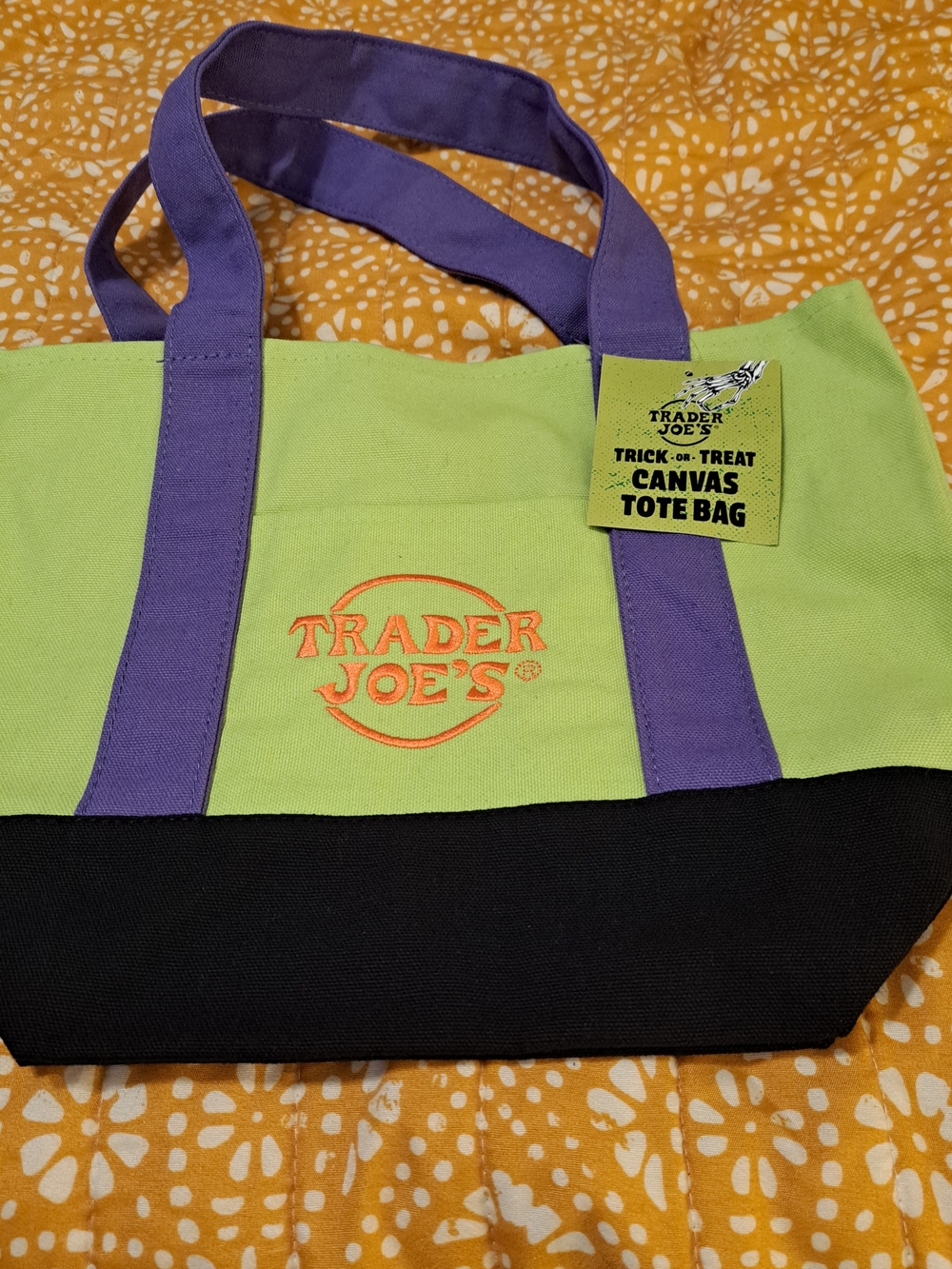 "2026" NEWLY RELEASED, NEW COLOR HALLOWEEN NWT Green & Purple Canvas Tote Bag